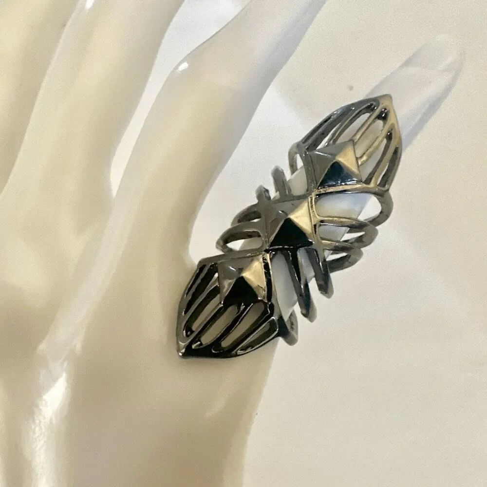 Long grey cocktail ring